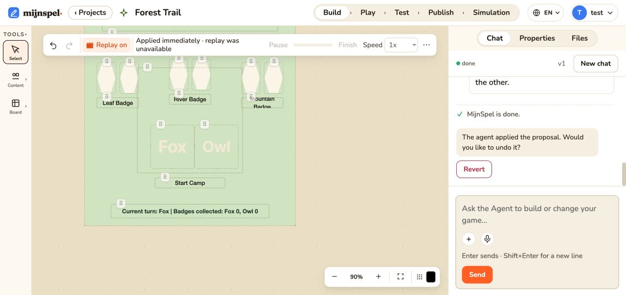 Studio visual editor with board tools and agent review controls